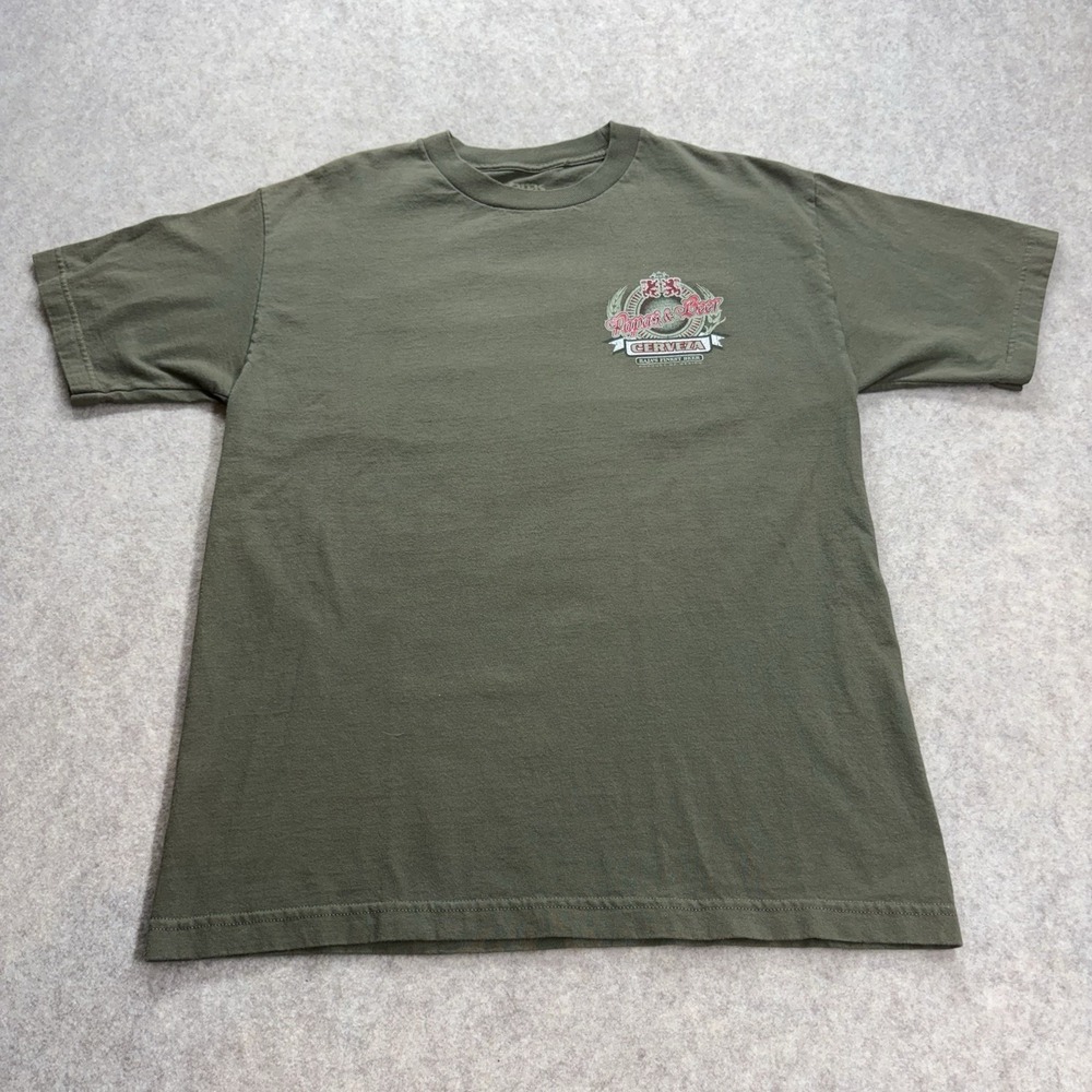 Vintage Papas & Beer Lions Pub Cerveza Short Sleeve T-Shirt Medium Dark Green